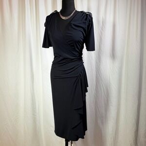 Vintage 80s o.b. Collections Black Ruffle Dress – Size S/M -Made in USA